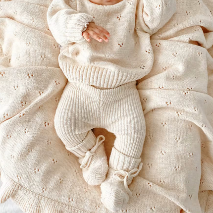 Pointelle Newborn Strick Pullover