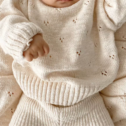 Pointelle Newborn Strick Pullover